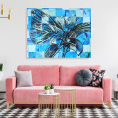 Mozaïekblauwe vlinder canvas afdruk (Insitu (Woonkamer))