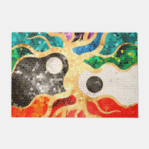 Mozaïekboom van het leven - Yin Yang Deurmat