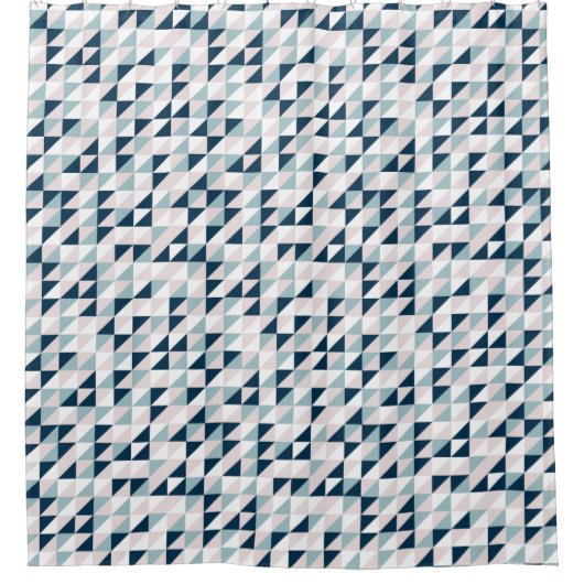 Mozaïekdriehoeken in Navy Blue, Grey en Bleek Roze Douchegordijn (Voorkant)