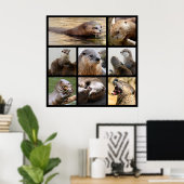 Mozaïekfoto's van otters poster (Thuiskantoor)