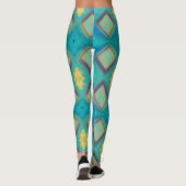 Mozaïekgeometrisch decor turquoise blue kat leggings (Achterkant)