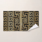 MozaïekGrieks Meander Grieks Zeer zwart en Goud Bad Handdoek (Handdoek)