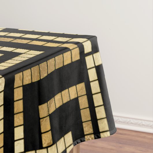 MozaïekGrieks Meander Grieks Zeer zwart en Goud Tafelkleed (Voorbeeld)
