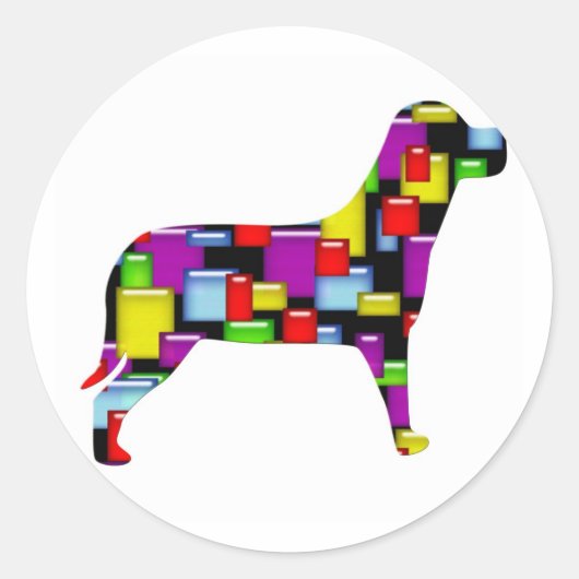 mozaïekhond ronde sticker (Voorkant)