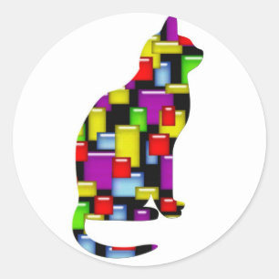 mozaïekkat ronde sticker