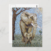 Mozaïekolifant Briefkaart (Voorkant / Achterkant)