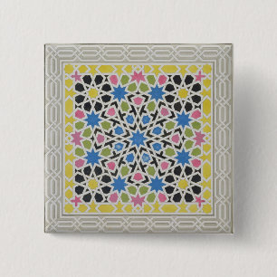 Mozaïekontwerp uit het Alhambra, uit 'The Arabian Vierkante Button 5,1 Cm