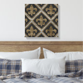 Mozaïekpatroon van de mozaïektegel, zwart en goud canvas afdruk (Insitu (Slaapkamer))