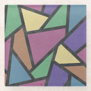 Mozaïekpatroon van gestreepte regenboogkleuren glazen onderzetter