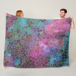 Mozaïekpatroon van roze Paars blauw groen goud Fleece Deken