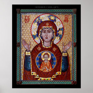 Mozaïekpictogram theotokos "van het teken" poster