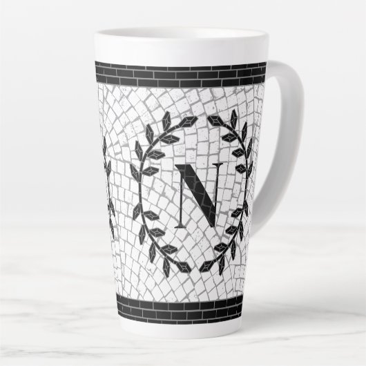 Mozaïekprint Monogram Latte Mok (Rechterhoek)