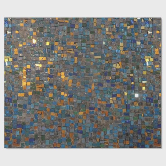 Mozaïeksteen in blauw en goud cadeaupapier (Vlak)