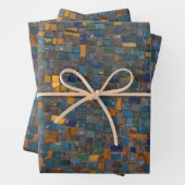 Mozaïeksteen in blauw en goud inpakpapier vel (In situ)