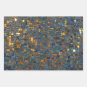 Mozaïeksteen in blauw en goud inpakpapier vel (Voorkant)