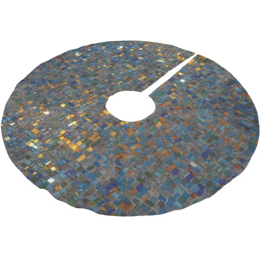 Mozaïeksteen in blauw en goud kerstboom rok (Gekanteld)