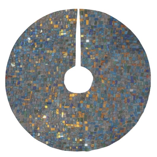 Mozaïeksteen in blauw en goud kerstboom rok (Voorkant)