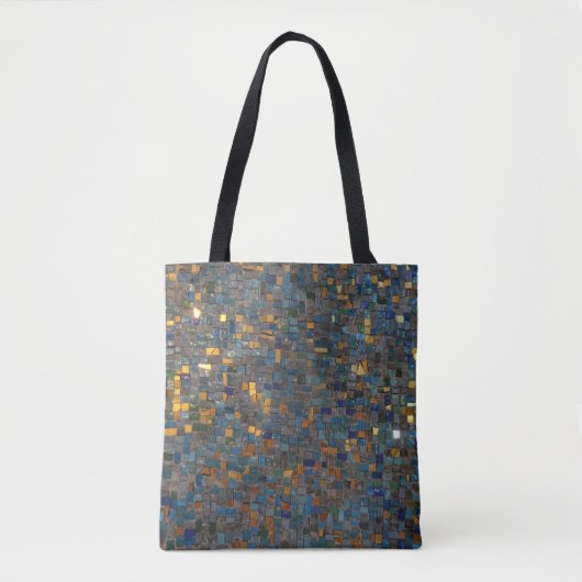 Mozaïeksteen in blauw en goud tote bag (Voorkant)