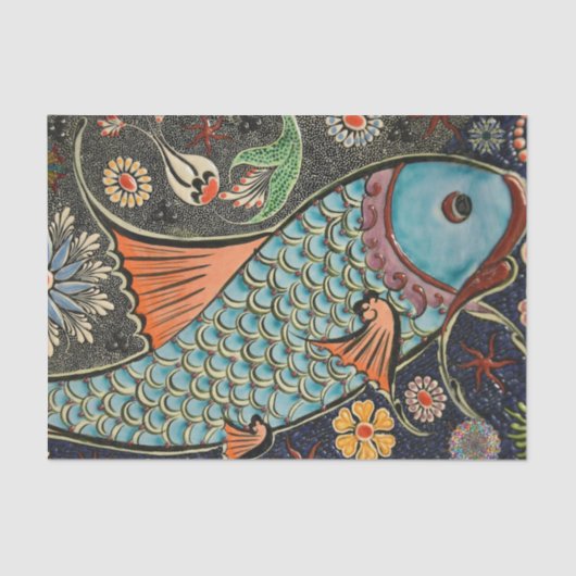  mozaïekvis met Abstracte bloemen Tissuepapier (Voorkant)