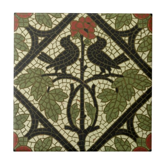 Mozaïekvogels Tile c1885 Mintons  design Tegeltje (Voorkant)