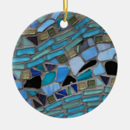 Mozaïsche Tegels van Blauw en Groen Keramisch Ornament