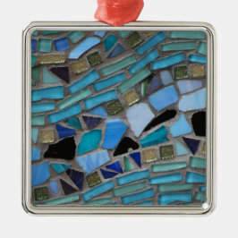 Mozaïsche Tegels van Blauw en Groen Metalen Ornament