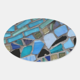 Mozaïsche Tegels van Blauw en Groen Ovale Sticker