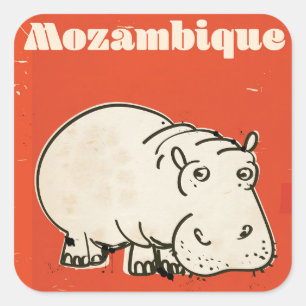 Mozambique hippo — reisposter vierkante sticker