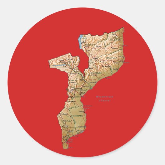 Mozambique Kaart Sticker (Voorkant)