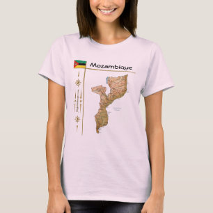Mozambique Kaart + Vlag + Titel T-Shirt