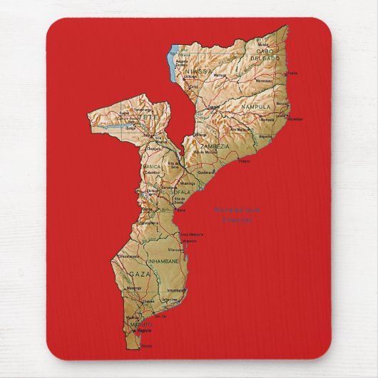 Mozambique Map Mousepad Muismat (Voorkant)
