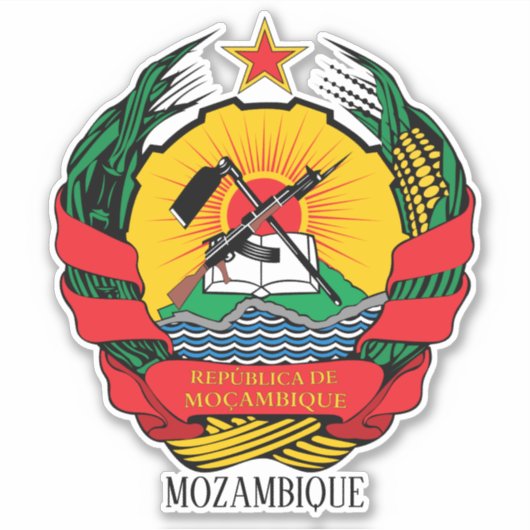 Mozambique National Emblem Patriotic Sticker (Voorkant)