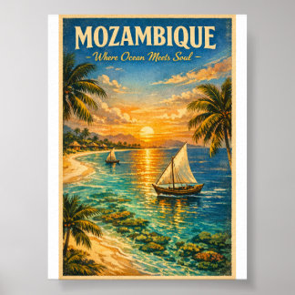 Mozambique Paradijs – Reis in Vintage Stijl Poster