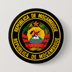 Mozambique Round Emblem Ronde Button 7,6 Cm