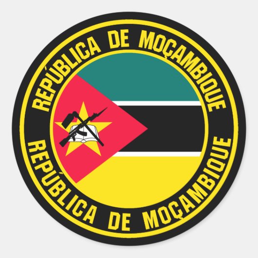 Mozambique Round Emblem Ronde Sticker (Voorkant)