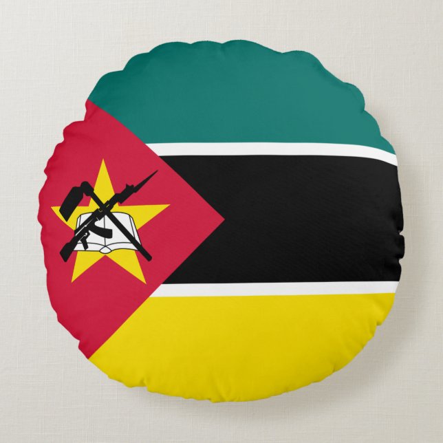 Mozambique vlag rond kussen (Voorkant)