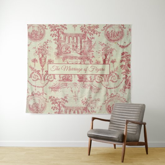 Mozart Marriage of Figaro 1700s Franse Pattern Wandkleed (In Situ (horizontaal))