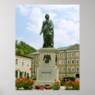 Mozart-monument in Salzburg, Oostenrijk Poster