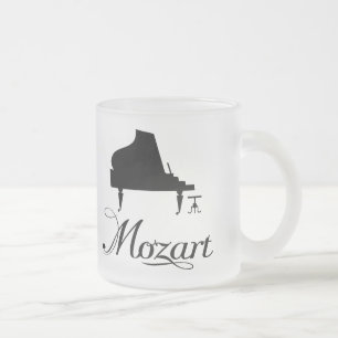 Mozart Piano Gift Frosted Drinkware for Pianist Matglas Koffiemok