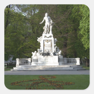 Mozart Statue Vierkante Sticker