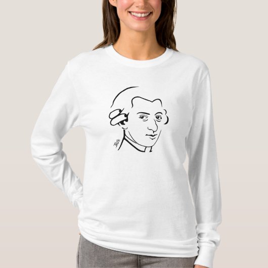 Mozart T-Shirt - Roze - Lange hoes - Fine Jersey (Voorkant)