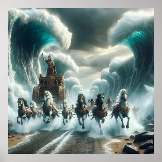 Mozes Afscheid van het Rode Zee Bijbelse kunst, Ex Poster (Voorkant)