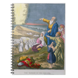 Mozes die de Rode Zee splijt, uit een bijbel gedru Notitieboek