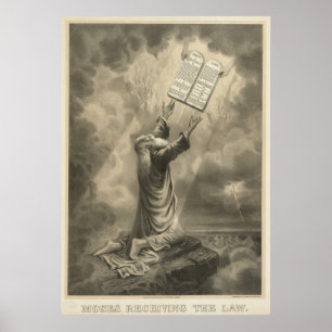 Mozes die de wet ontvangen de Tien Geboden Poster