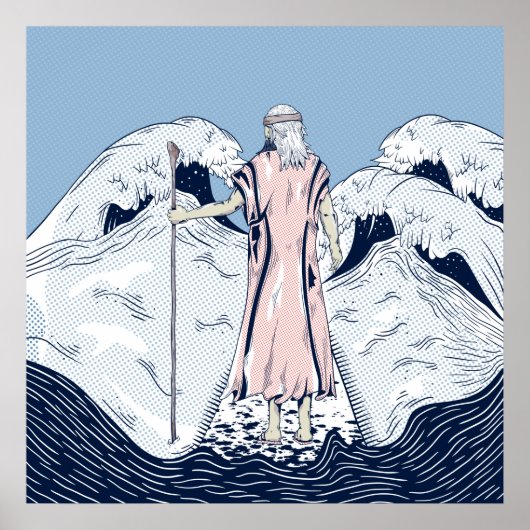 Mozes die het rode zee ontleden poster (Voorkant)