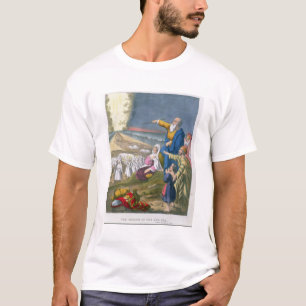 Mozes die het Rode Zee ontleden, van een bijbel di T-shirt