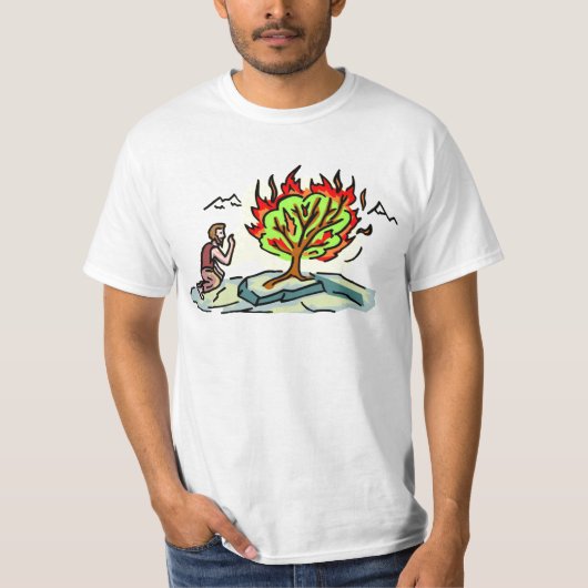 Mozes en brandend struik Christelijk kunstwerk T-shirt (Voorkant)