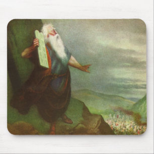 Mozes en de Tien Geboden, Vintage Religie Muismat