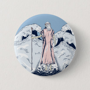 Mozes en het zee voor het scheiden ronde button 5,7 cm