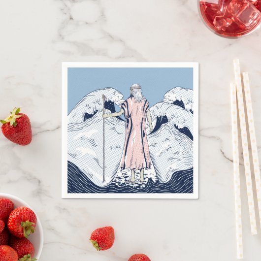 Mozes en het zee voor het scheiden servet (Insitu)